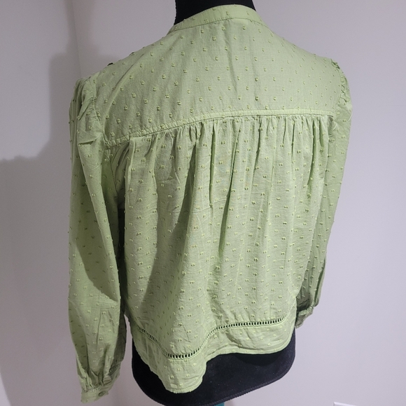 Old Navy Women's Swiss Dot Button-Down Long Sleeve Pintuck Top XS Green Bohemian - Picture 7 of 9
